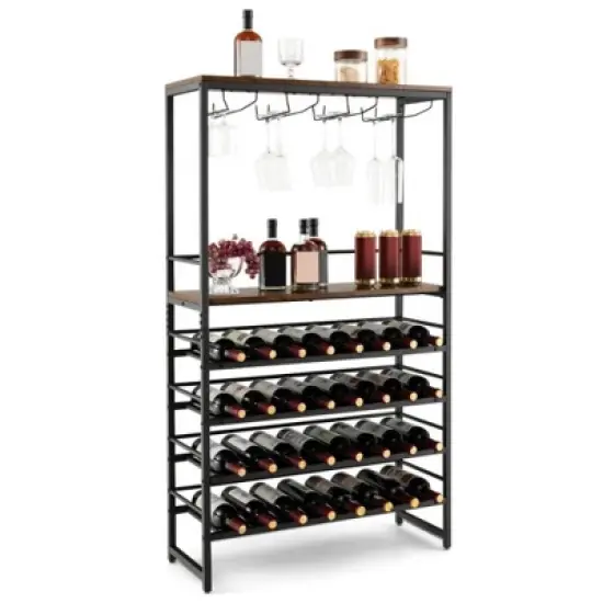 MOEPISY Freestanding Wine Rack with 4 Tier Wine Storage image {1}