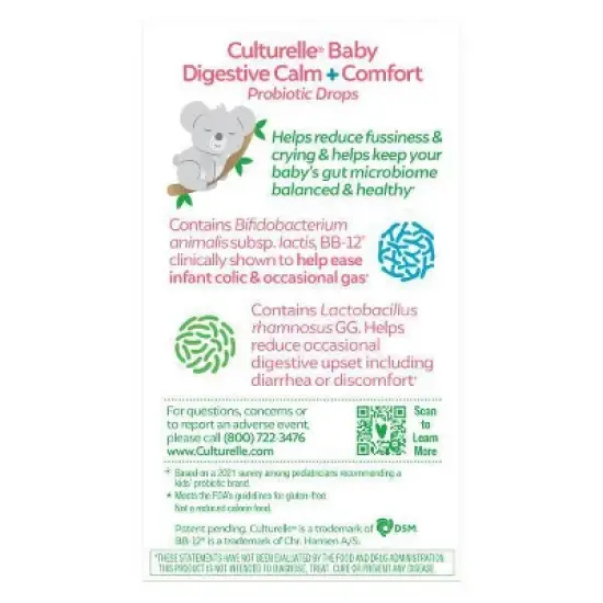 Culturelle Baby Calm + Comfort Probiotic Drops for Colic Reduction for Babies and Infants - 0.29 fl oz image {3}