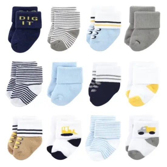 Luvable Friends Infant Boy Newborn and Baby Terry Socks, Bulldozer image {8}