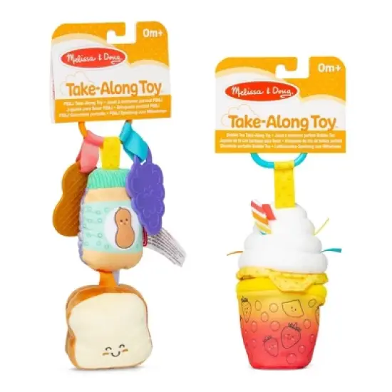 Melissa & Doug Multi-Sensory Take-Along Clip-On Infant Toy 2pk (PB&J and Bubble Tea) image {2}