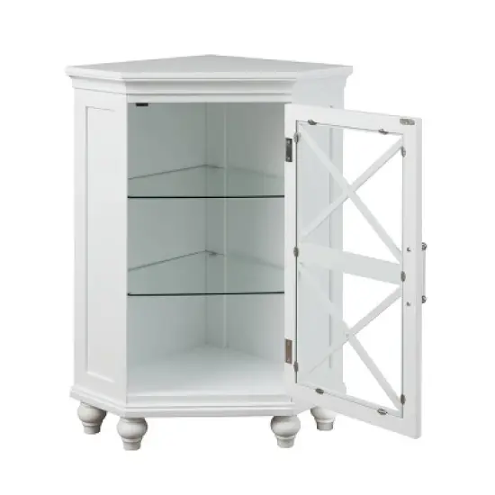 Ridge Corner Floor Cabinet with Glass Door White - Teamson Home image {3}