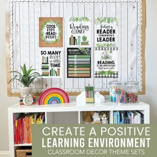 Hadley Designs Farmhouse Greenery Reading Posters For Classroom Library Decor, Set of 6 image {1}