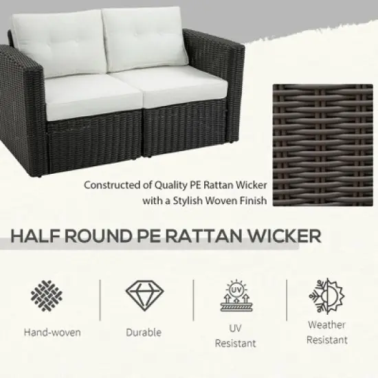 Resenkos 2 Pieces Patio Wicker Corner Sofa Set, Outdoor Sectional Furniture, image {8}