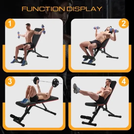 BestMassage Adjustable Weight Bench Exercise Workout Bench with Foldable Design for Home Gym, Black image {2}