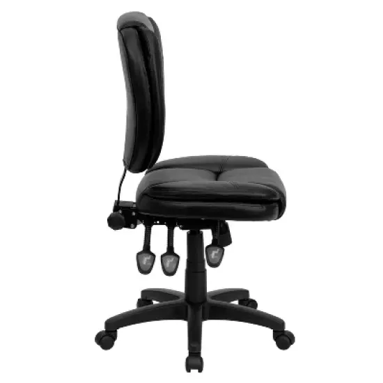 Multi-Functional Ergonomic Swivel Task Chair Black Leather - Flash Furniture image {1}