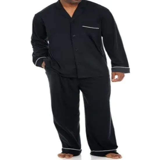 Men's Soft Cotton Knit Jersey Pajamas Lounge Set, Long Sleeve Shirt and Pants with Pockets image {5}