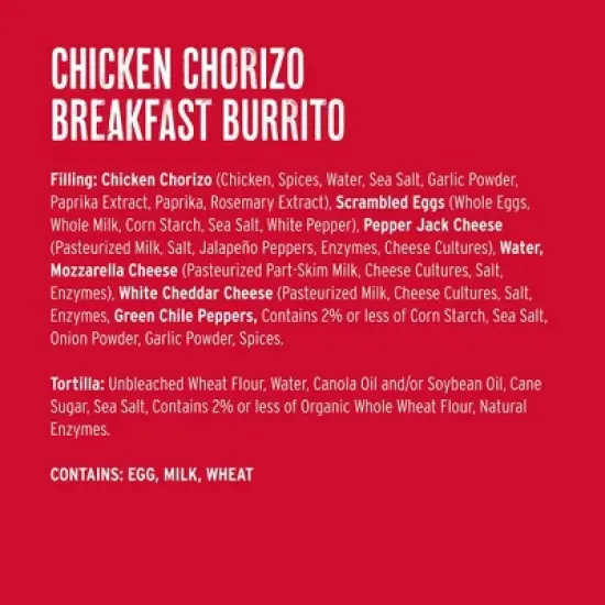 Red's Frozen Chicken Chorizo Egg Cheese Breakfast Burrito - 5oz image {11}