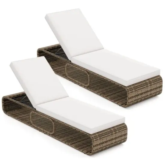 Costway 1/2 PCS Outdoor Chaise Lounge Chair with Adjustable Backrest Cushion and Storage image {9}