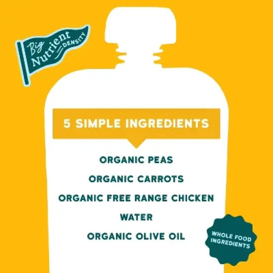Serenity Kids Free Range Chicken with Organic Peas & Carrots Baby Food Pouch - 3.5oz image {5}