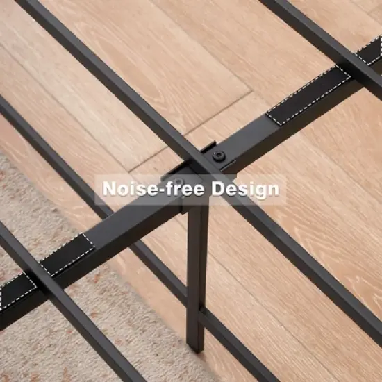 Twin Size Bed Frame Platform, 14 inch Metal Twin Bedframe with 3 in 1 Sturdy Steel Support, No Box Spring Needed Black Mattress Frame image {6}