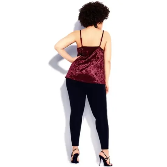 Women's Plus Size Velvet Lust Cami - ruby | CITY CHIC image {2}
