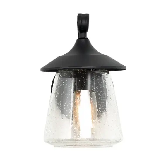 9.8" Metal/Glass Outdoor Lamp Black - LNC image {5}