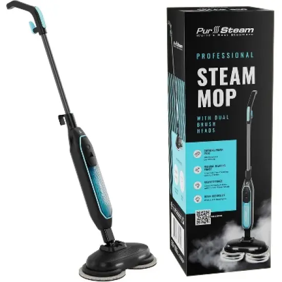 PurSteam ScrubMaster Steam Mop with Dual Scrubbing Head, LED Headlights, Adjustable Steam Control, Anti-Slip Swivel Head, Cable Holder & Upright Lock image {5}