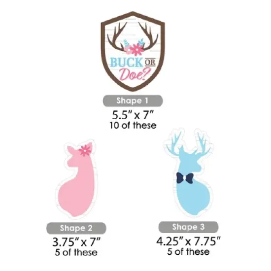 Big Dot of Happiness Buck or Doe - Badge, Buck, and Doe Decorations DIY Hunting Gender Reveal Party Essentials - Set of 20 image {4}
