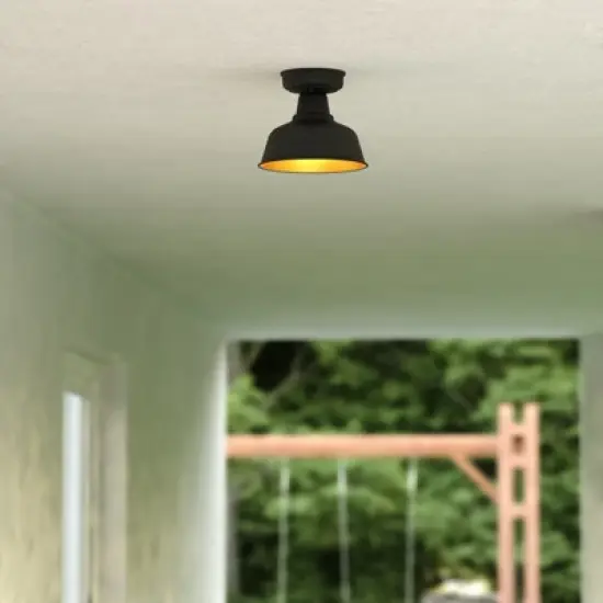 VAXCEL Cody Oil Rubbed Bronze and Light Gold Farmhouse Outdoor Flush Mount Ceiling Light image {6}