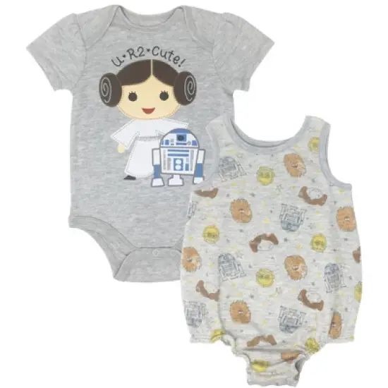 Star Wars C-3PO Princess Leia Chewbacca R2 D2 Baby Girls Bodysuit and Romper Newborn to Infant  image {7}