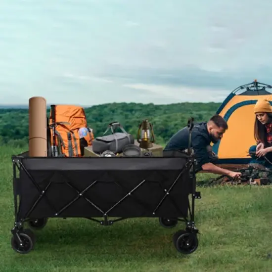 FATMOON Heavy-Duty Foldable Utility Wagon with 480lbs Capacity & 7 All-Terrain Wheels,Collapsible Storage Cart for Camping, Beach,Outdoor image {11}