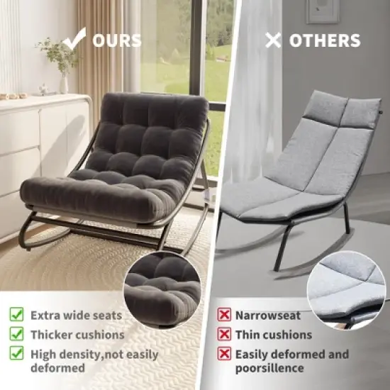 Whizmax Outdoor Rocking Chairs, Comfortable Lounging Chair with Removable Cushions, Sturdy Metal Frame, Padded Seat for Patio, Garden & Living Room image {5}