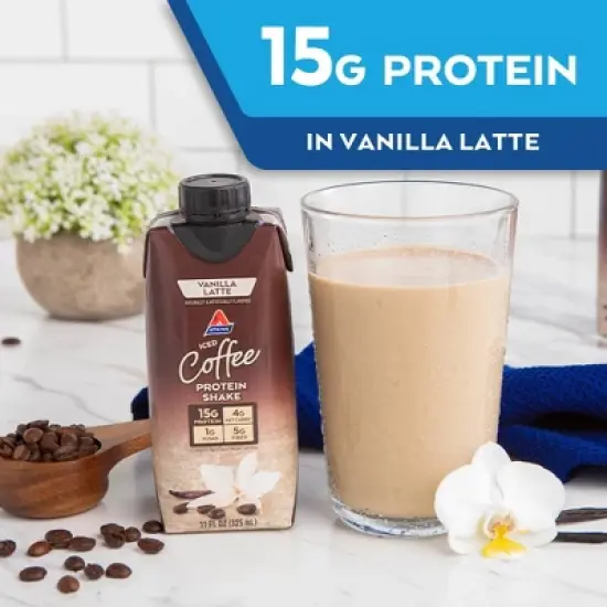Atkins Iced Coffee Vanilla Latte Protein Shake - 4pk/44 fl oz image {8}