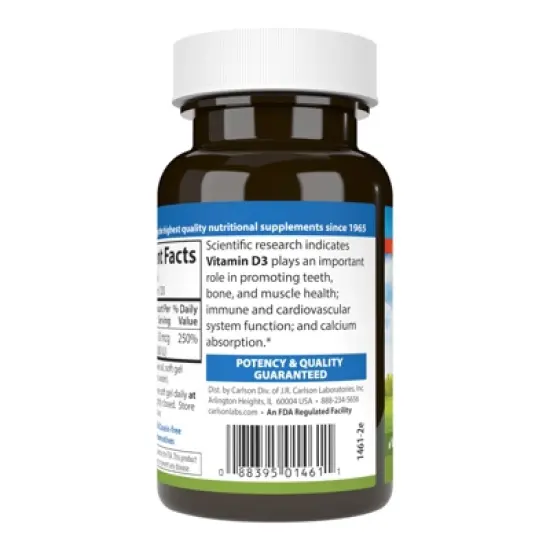 Carlson - Vitamin D3, 2000 IU (50 mcg), Cholecalciferol, Immune Support image {1}
