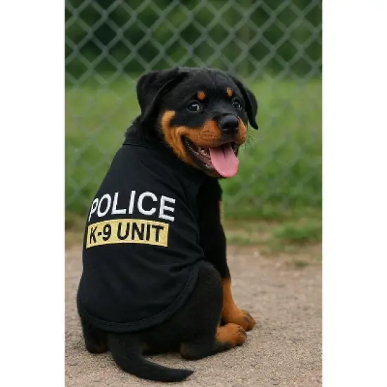 Parisian Pet 'Police' K-9 Unit Dog Outfit &ndash; Comfortable Uniform for Small Dogs & Cats, Black image {5}