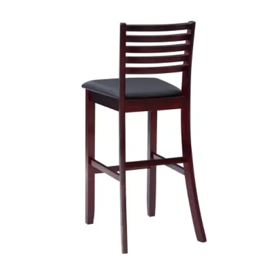 30" Torino Ladder Back Barstool Upholstered Seat - Espresso Wood - Linon image {4}