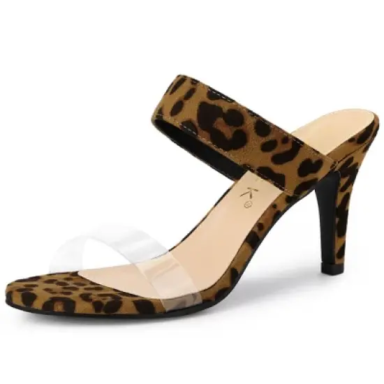Allegra K Women's Clear Strap Stiletto Heel Slides Sandals image {11}