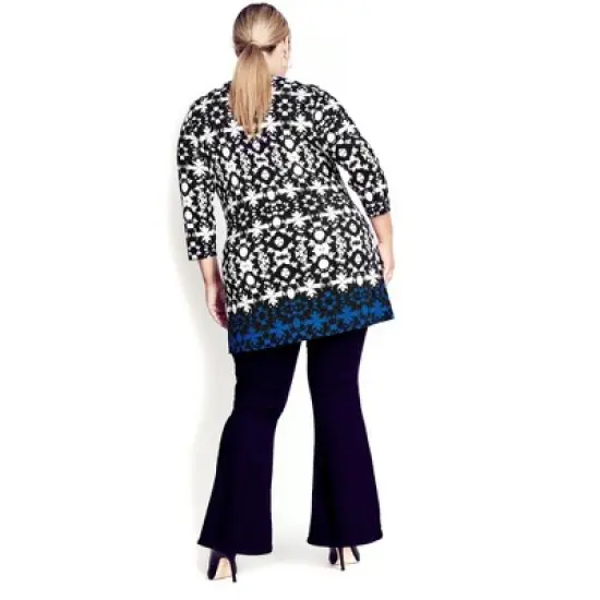 Women's Plus Size Primrose Border Tunic - black | AVENUE image {1}