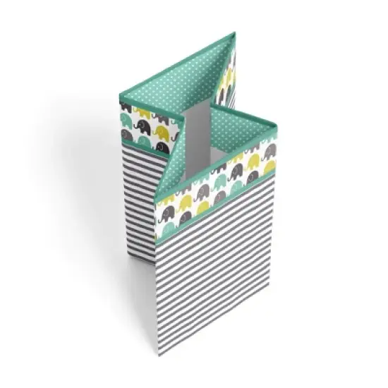 Bacati - Elephants Mint/Yellow/Gray Collapsible Laundry Hamper image {1}