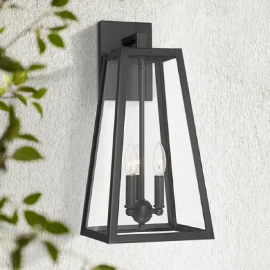 John Timberland Arrington Modern Outdoor Wall Light Fixture Mystic Black Metal 20" Clear Glass for Post Exterior Barn Deck House Porch Yard Posts Home image {1}