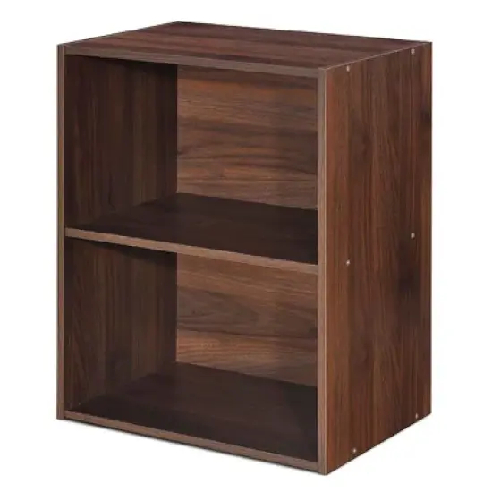 Costway 2 Tier Open Shelf Night Stand End Table Sofa Side Storage Display Furni Walnut image {6}
