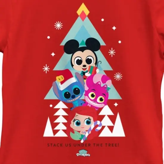 Girl's Disney Doorables Christmas Stack us Under the Tree T-Shirt image {1}