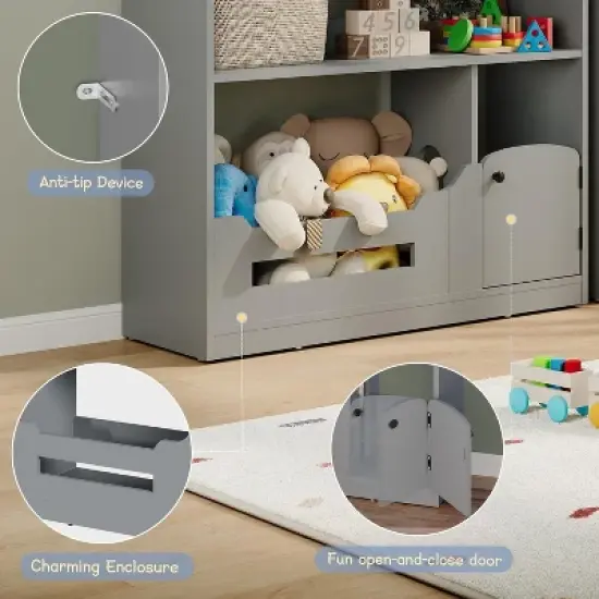 Kids Bookshelf, Toy Storage Organizer, with Toy Storage, Dollhouse Bookshelf for Playroom, Bedroom, Nursery, Classroom, School, Kindergarten image {5}