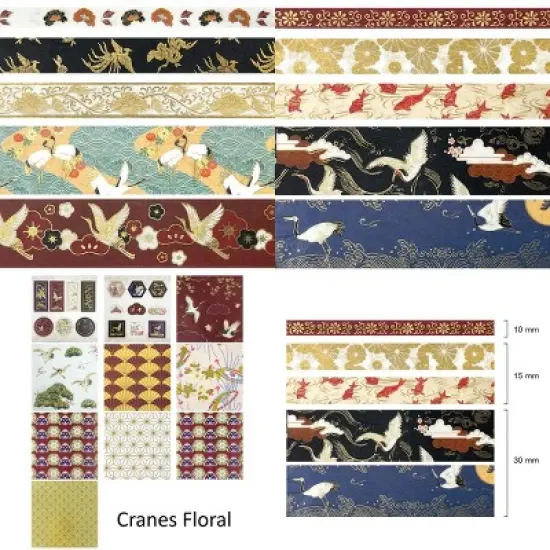 Wrapables Decorative Gold Foil Washi Tape and Sticker Set for Stationery, Diary, Card Making (10 Rolls & 10 Sheets) image {8}