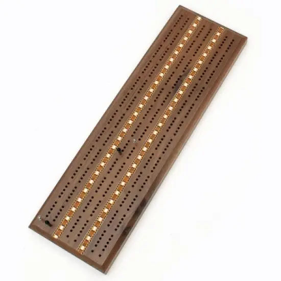 WE Games Classic Cribbage Set - Solid Wood with Inlay Sprint 3 Track Board with Metal Pegs image {10}