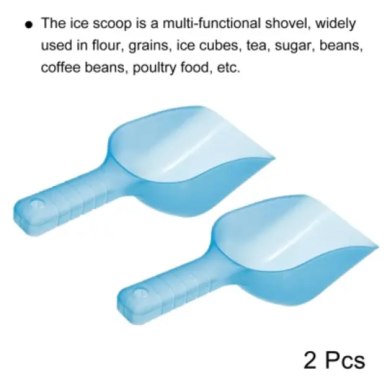 Unique Bargains Plastic Multi-functional Durable Kitchen Maker Ice Scoop 12oz Blue 2 Pcs image {2}