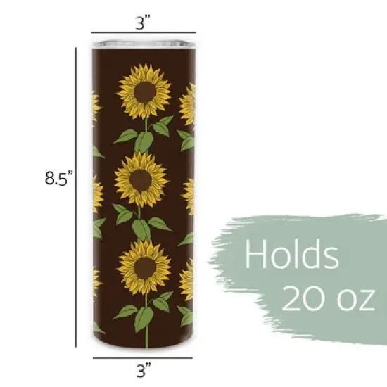 Elanze Designs Bright and Cheery Sunflower Pattern 20 ounce Stainless Steel Travel Tumbler with Lid For Your On The Go Beverages image {1}