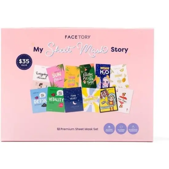 Facetory My Sheet Mask Story 12 Premium Sheet Mask Set | SkinHydrating | Soothing | Moisturizing | Revitalization | Brightening image {2}
