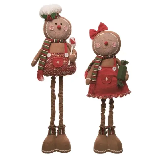 Transpac Christmas Plush Telescoping Gingerbread Set of 2 Christmas Home Decorations image {1}