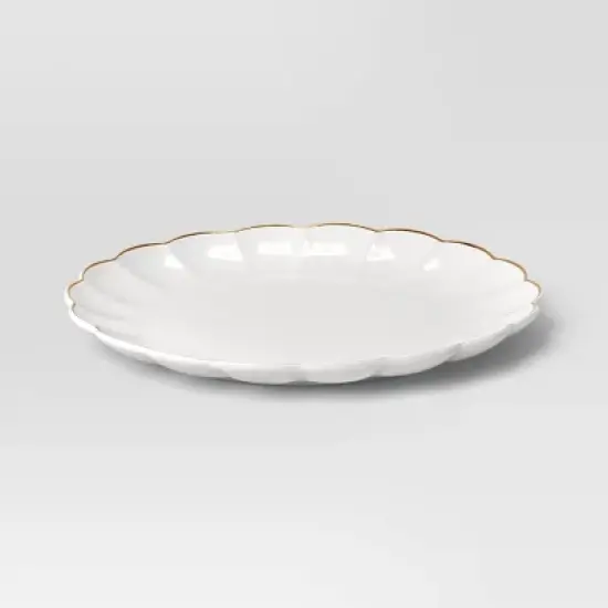 8.125" Stoneware Scalloped Salad Plate Gold Rim - Threshold&trade; image {2}