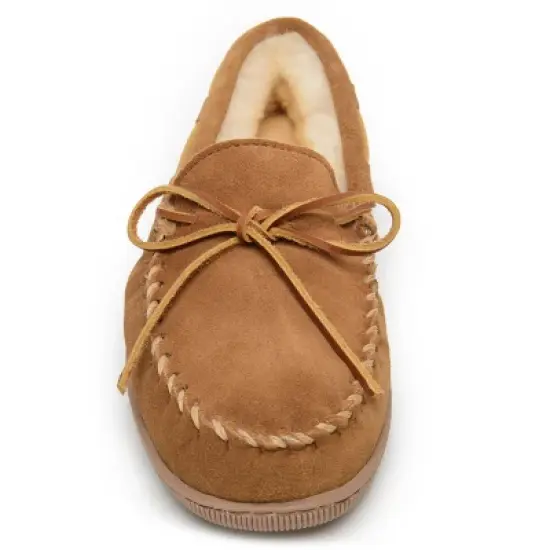 Minnetonka Men's Suede Sheepskin Hardsole Moc Slipper image {1}