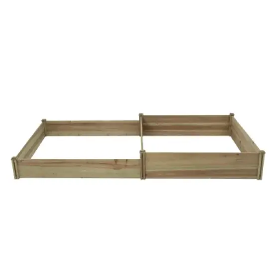 LuxenHome All Wood Two Sections Outdoor Raised Garden Bed Brown image {4}