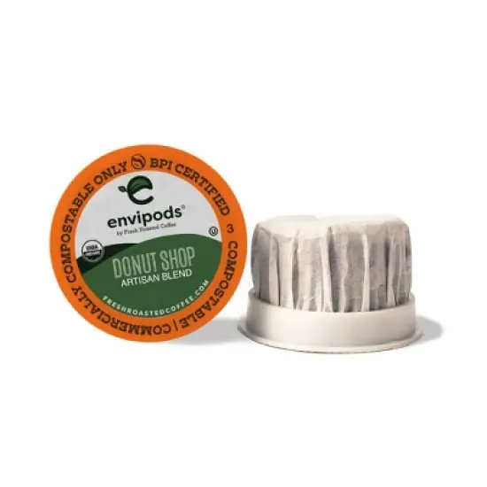 Fresh Roasted Coffee Donut Shop Organic Medium Roast - 36ct compostable envipods image {1}