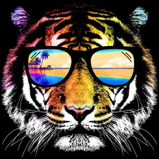 Junior's Design By Humans Summer Tiger By clingcling T-Shirt image {1}