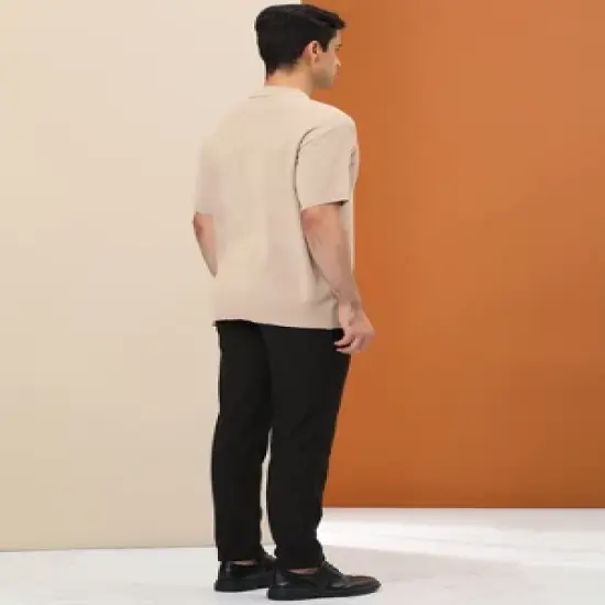 Lars Amadeus Men's Short Sleeves Solid Color Knitted Sports Golf Polo Shirts image {3}