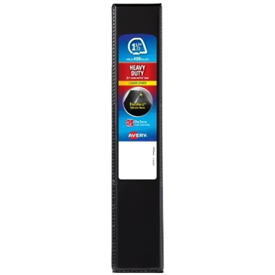 Avery 400 Sheet 2.1"x1.5" Heavy Duty Nonstick View Ring Binder Black: Polypropylene D-Rings, 4 Pockets, Clear Cover image {4}