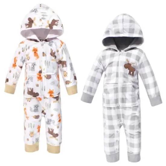 Hudson Baby Infant Boy Fleece Jumpsuits, Coveralls, and Playsuits 2pk, Woodland image {3}