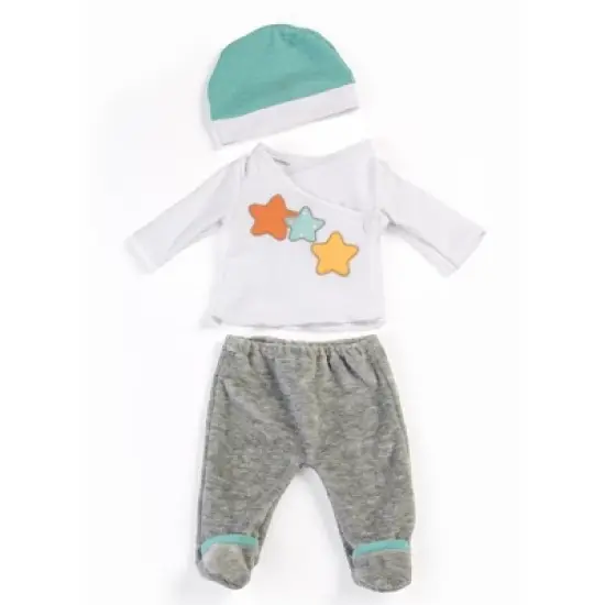 Miniland Educational Gender Neutral Doll 2-Piece Pajama Set in Gray for 15" Dolls image {1}