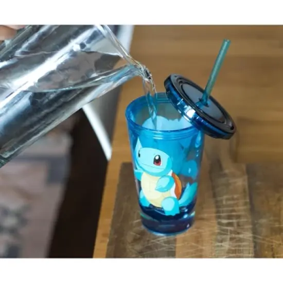 Just Funky Pokemon Squirtle 16oz Plastic Carnival Cup Tumbler with Lid and Reusable Straw image {4}