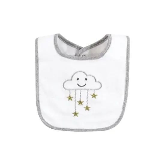 Hudson Baby Unisex Baby Cotton Bib and Sock Set, Gray Cloud, One Size image {4}